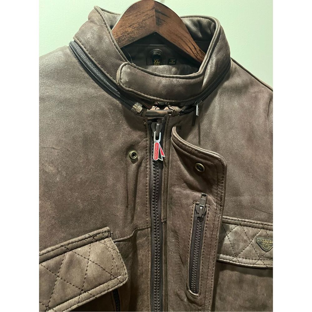 Vintage First Gear Mens Brown Leather Biker Jacket Size XL GREAT CONDITION - Picture 2 of 11
